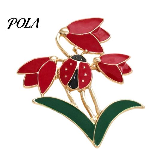 Elegant Floral Jewelry Enamel Tulip Ladybug Brooch for Women, Oil-Dripping Flower Ladybird Decorative Accessory Lapel Pin, Sweater Cardigan Coat Suit