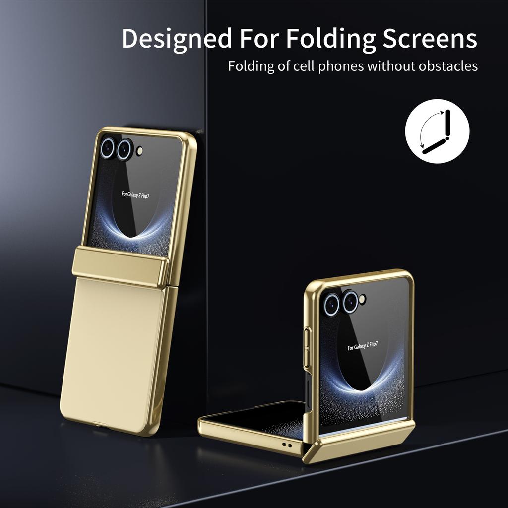 For Samsung Galaxy Z Flip 7 6 5 4 3 AG Matte Vacuum Plating Hinge Full Protective Glass Front Film Drop Resistant Phone Case