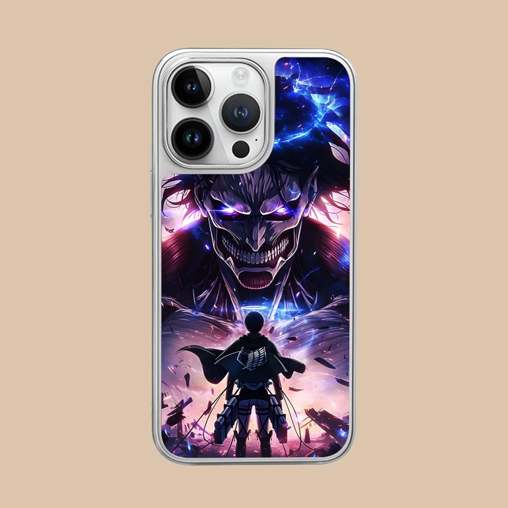 AOT Eren Yeager Silver Plating Mobile Phone Case for iPhone 17 16 15 14 13 12 11 Air Pro Max Plus Colorful Cover