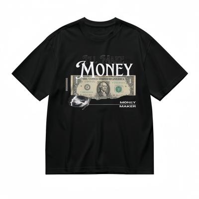 Klassisches Herren-T-Shirt mit Grafik, durchsichtigem Flügelmotiv und dem Text „Money Maker“