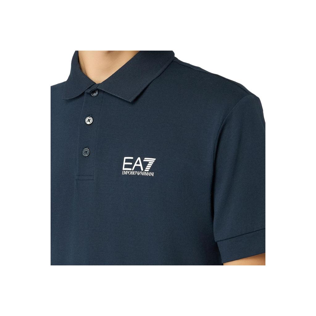 Emporio Armani EA7 Logo Slim Fit Polo Shirt Men Tops Blue 8NPF14-PJVQZ-1562