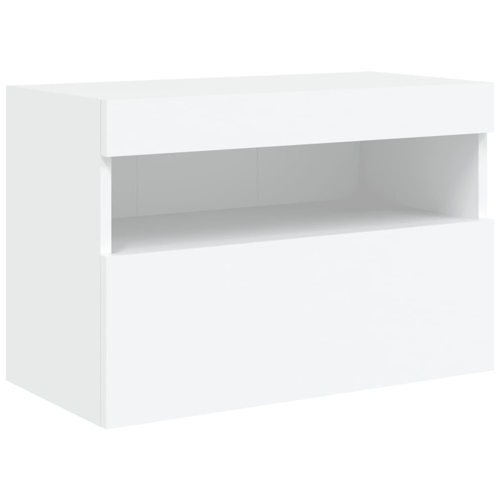 7 Piece TV Wall Unit with RGB LED Lights White