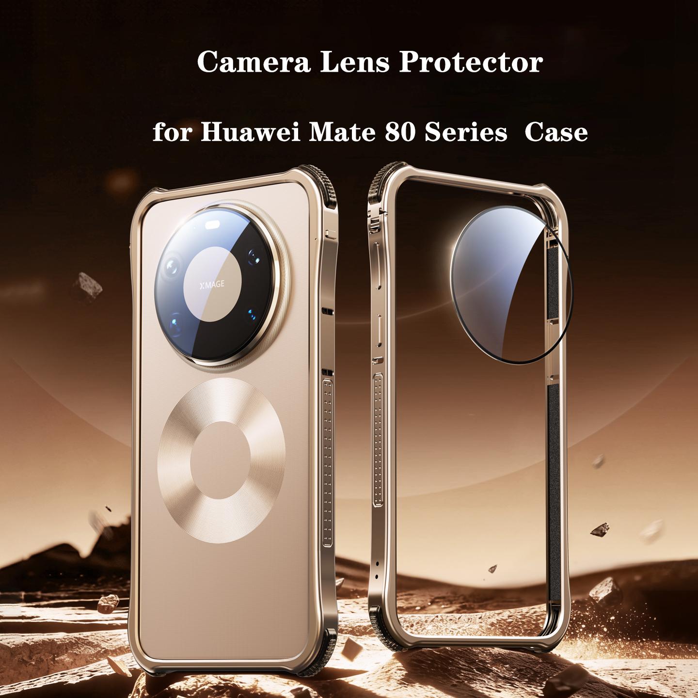 

Oatsbasf Metal Frame Phone Case for Huawei Mate 80 Pro Max / 80 Pro / Mate 80 Phone Cover w/ Camera Lens Protector Drop-Proof Huawei Mate 80 золотистий
