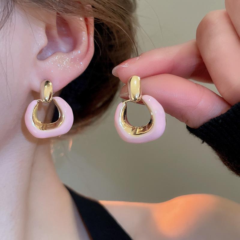Silver Needle Pink Flower Stud Earrings - Mori Style, Cute, and Versatile Niche Fashion Design for Women