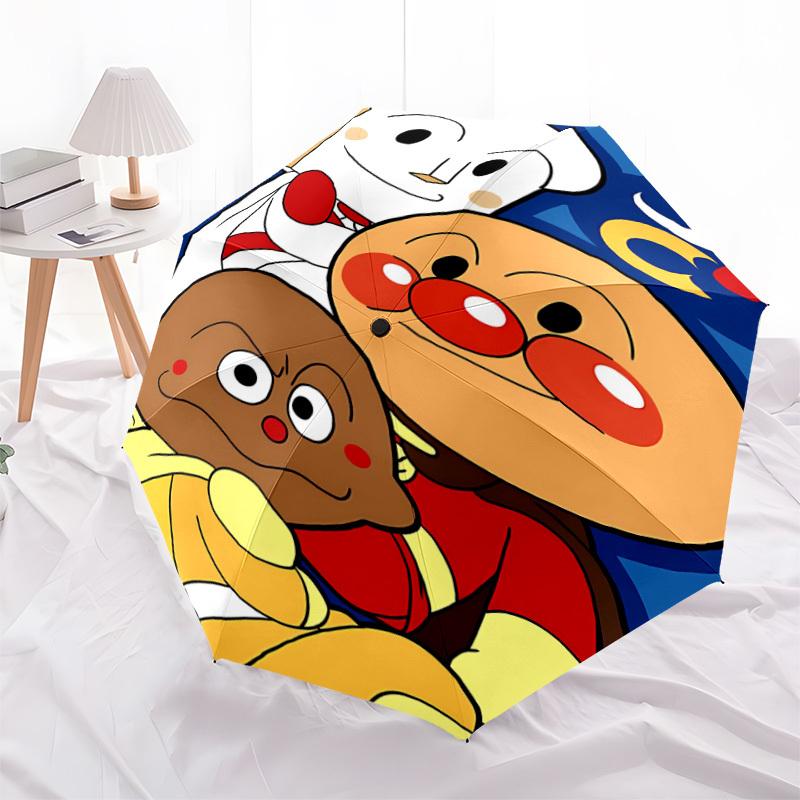 1PC Anpanman Automatic Folding Umbrella, Automatic Folding Umbrella with 8 Ribs, Convenient for Outdoor Use 032
