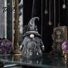 Witch-themed Display Wizard Hat Faceless Gnome Figurine, Mystical Home Decor Statue with Crescent Pentagram Black Rose Study Desk Ornament Rune