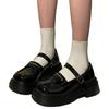 Thick-soled Black Patent Leather Mary Jane Small Leather Shoes Autumn Retro College Style Single Shoes with Skirt