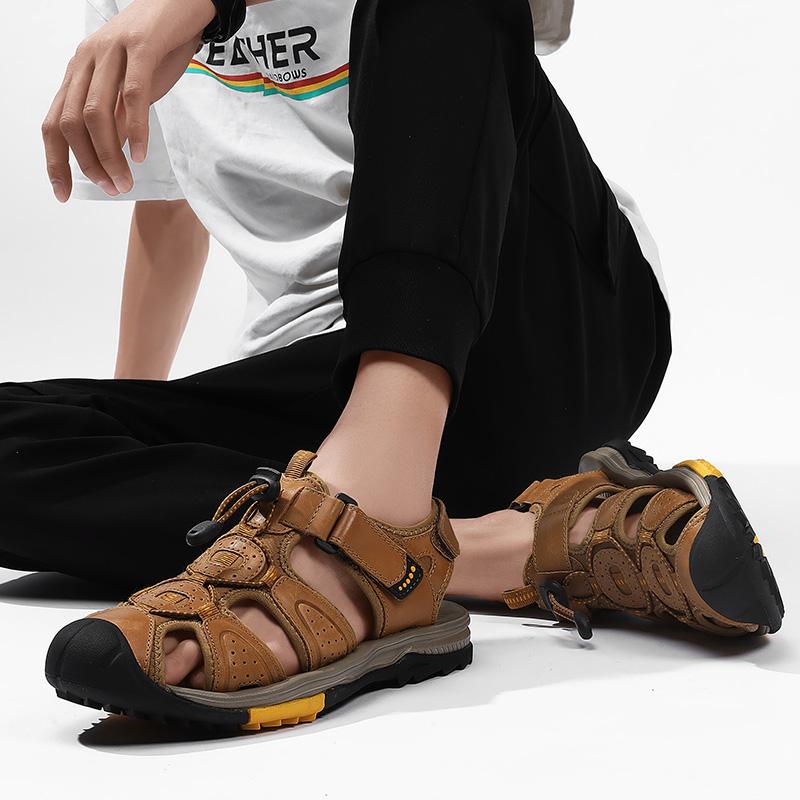 Mode PARZIVAL Sommar Herrsandaler Utomhus Halkfria Herr Strandskor Handgjorda Äkta Läder Herrskor Mode Romerska Sneakers