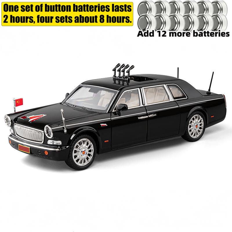 1:24 HONG QI L5 CA770 High End Cars Alloy Car Model Diecast Toy With Sound And Light Vehicles Decoration Toys For Kids Gift Boys