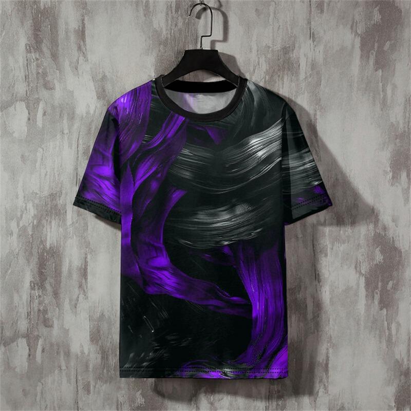 Fashion Men's T-shirt  3d Line Printed Men'S Clothing Street Designer Short Sleeved Oversized Top Tees Daily Casual Sportswear