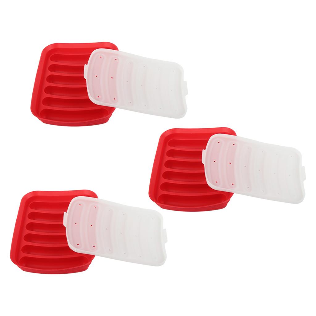 3PCS Sausage Hot Dogs Silicone Mold DIY Ham Making Mould Baby Food Supplement Baking ToolsRed