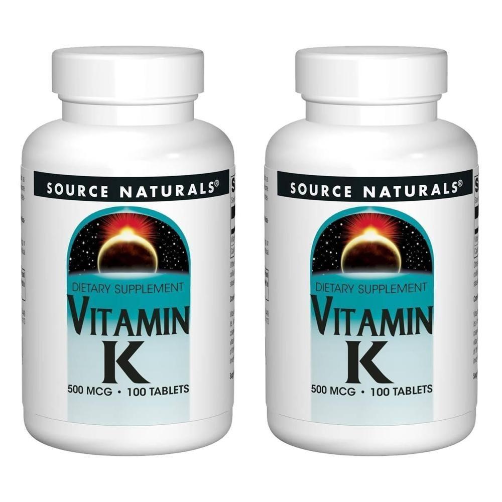 Source Naturals Vitamin K 500 Mcg 100 Tablets 2 Pcs