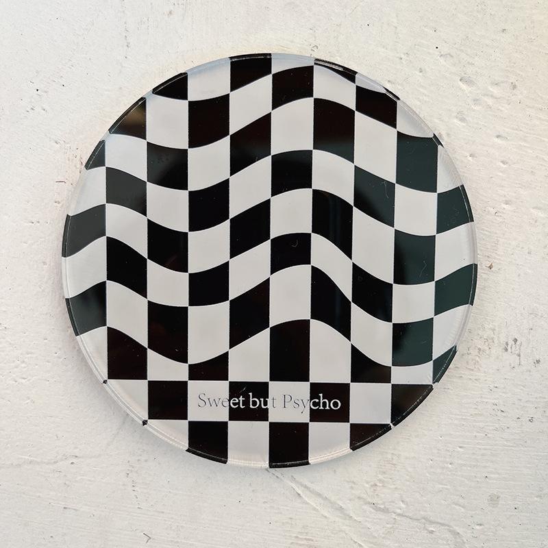 Retro Checkered Pattern Coaster ,round Acrylic Anti-slip Cup Pad Dining Table Placemat Cafe Decor ,Coffee Mug Cup Coasters Pad