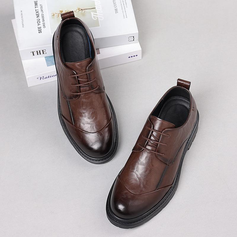 Fashion Cow Leather Fashion Casual Leather Shoes for Men Spring Autumn New Designer Lace-up British Style Groom Wedding Shoes Male