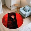 Red and Black Skull,Round Area Rug,Carpet Rug for Living Room Bedroom Sofa Playroom Decor,Non-slip Floor Mat