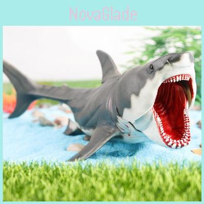 Marine Life Animal Model Large White Shark Toy With Biting Mouth For Aquarium Display