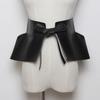 Women Dress Belt Fashion Chic Pu Leather Pleated Skirt Peplum Cincher Belt Wide Waistband Skirt Belt Leather Cummerbunds