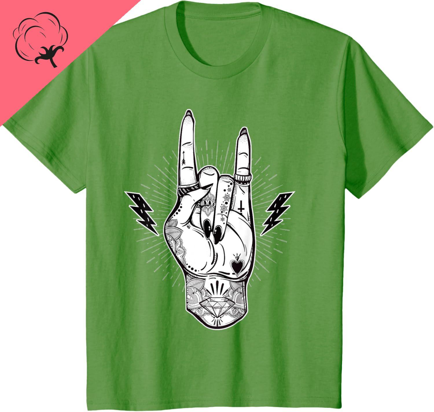 

new fashion camisa stay weird Rock And Roll Tshirt Festival Art Devil Horns Tattoo Unisex TShirt 3XL
