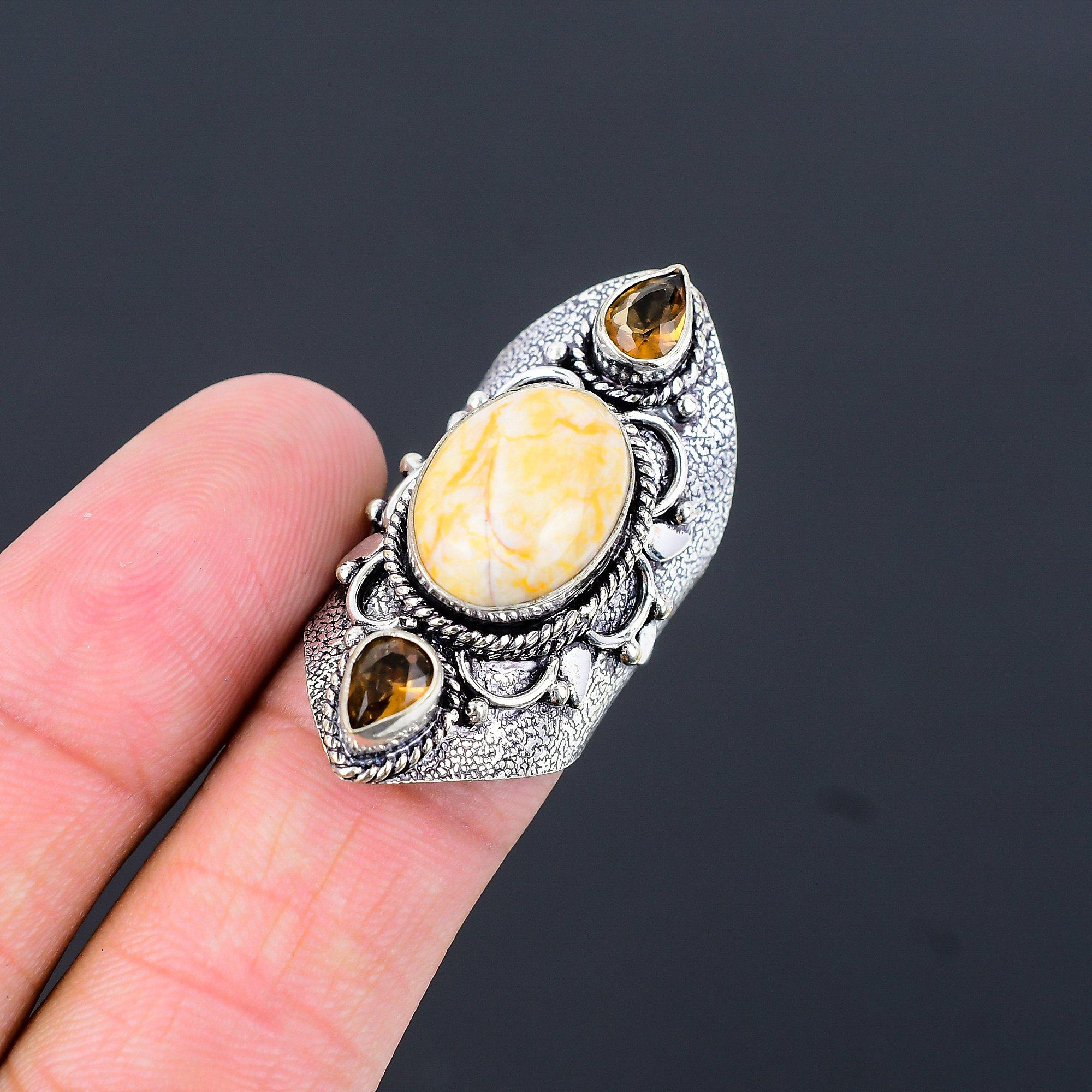 

Gift For Women Statement Ring Size 7.5 925 Silver Natural Mookaite Gemstone 7.5