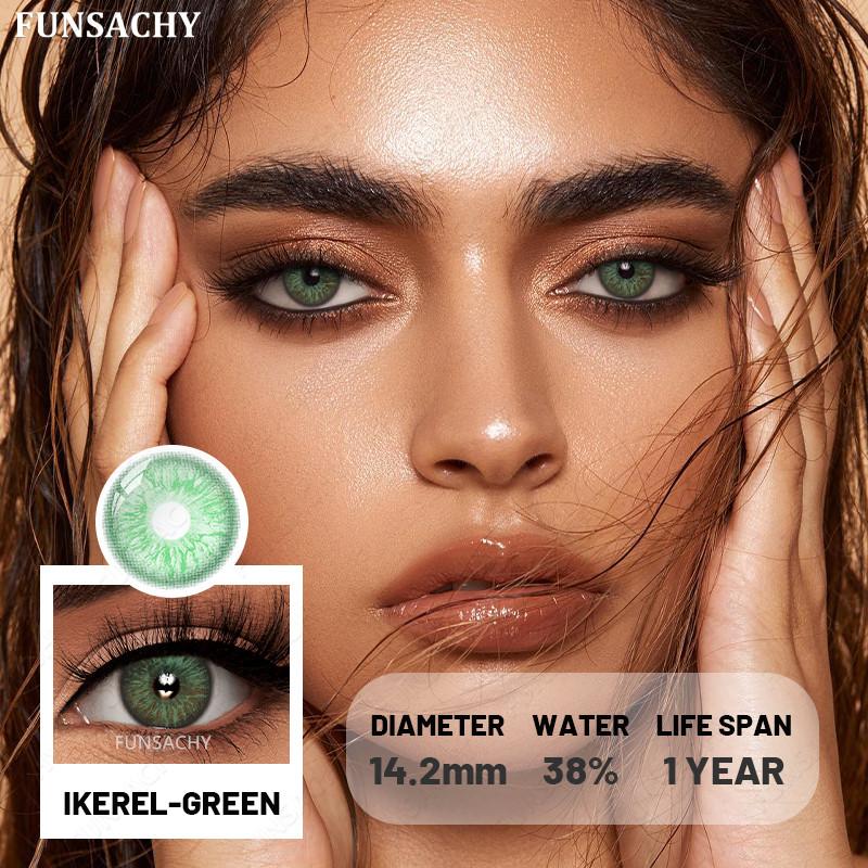 Funsachy 1 Pair Natural Brown Eye Color Contact Lenses Grey Lens High Quality Student Annual Beauty Cosmetics