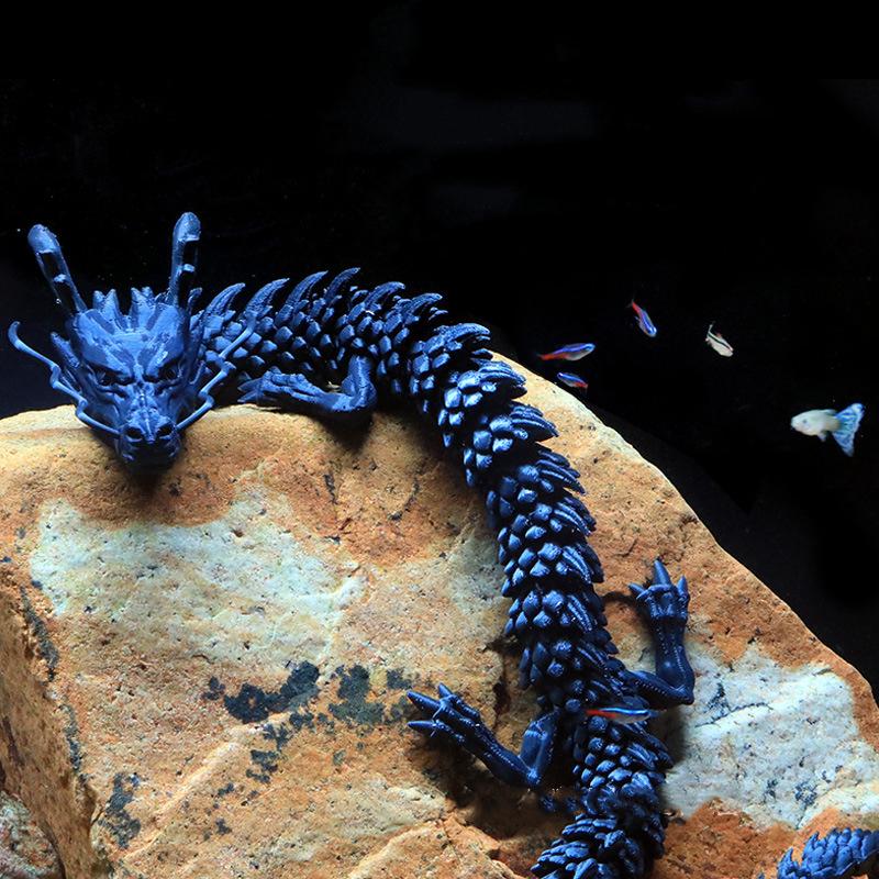 3D Printed Conjoined Dragon Ornaments, Movable Cartoon Creative Dragon Plants, Rockery, Fish Tank Landscaping Decoration 30cm