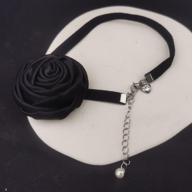 Elegante Blumen Choker Halskette Gothic Seil Choker Stoff Kragen Halskette Geeignet für Hochzeitsfeier Geburtstag Weihnachten