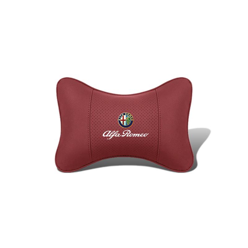 Car Stickers For Alfa Romeo 1Pcs Pu Leather Car Neck Pillow Auto Emblem Headrest For Alfa Romeo Giulietta 159 Mito Giulia Stelvi