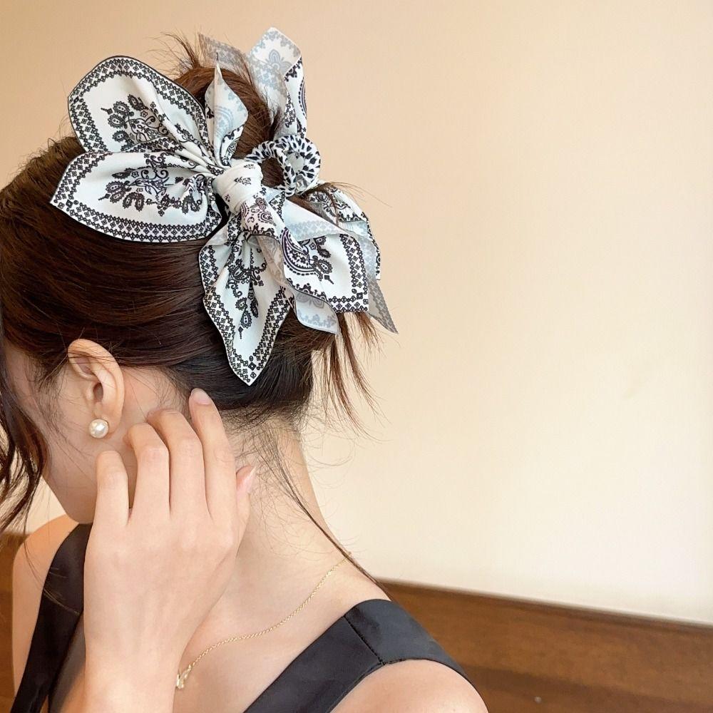Cute Hairpin Bow Hair Claw French Style Bow Hair Rope Cute Cashew Flower Hair Clip  Female