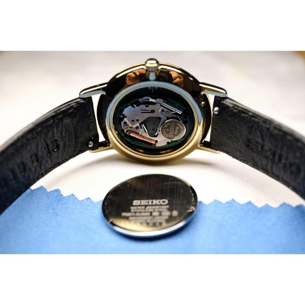 Used [In operation] SEIKO brown leather quartz watch gold case OMEGA