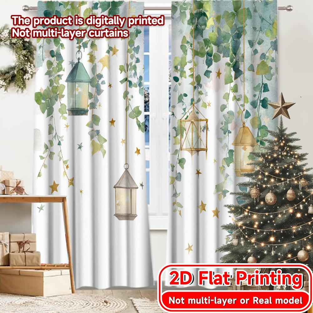 2D Flat Printing  2pcs Enchanted Canopy Chic Pattern Curtains Polyester Curtains Holiday Suitable for digital printing living 100*130 Grommet Top 1pcs