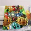 1Pc Zombie Plant Fight Print Flannel Blanket, High quality Comfortable for All Seasons, Home Decor, Warmth and Comfort, Perfect for Gifts