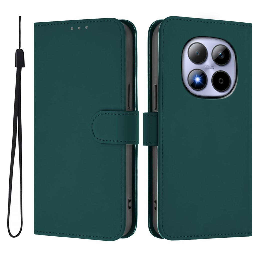 For Xiaomi Redmi Note 15 Pro 5G Case Solid Color Wallet Leather Phone Cover with Strap