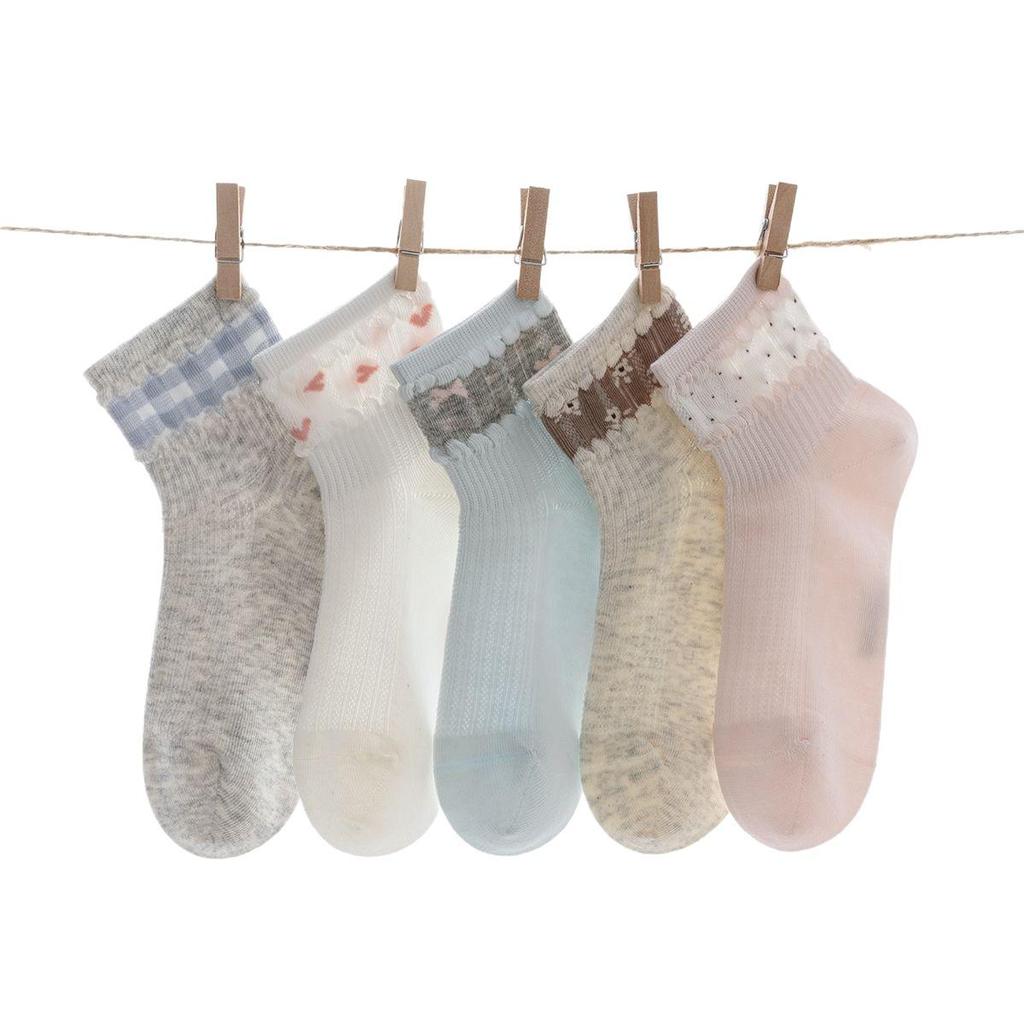 Spring/Summer Breathable Cartoon Mesh Socks for Girls - Combed Cotton, Sweat-Absorbent, Comfortable Children's Socks