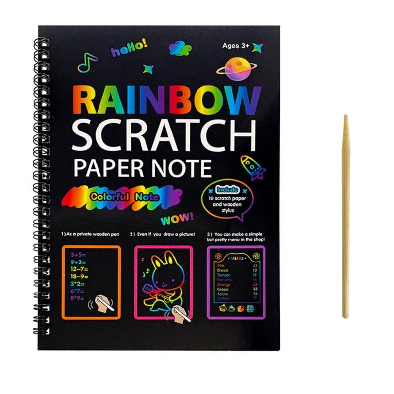 Notes do rysowania z zadrapaniami, z podwójną spiralą, z drewnianym narzędziem dla dzieci i dorosłych, do rysowania artystycznego