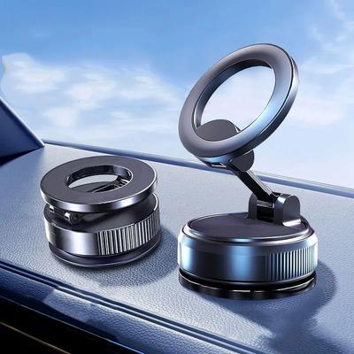 360° Foldable Vacuum Magnetic Phone Holder, Magnetic Car Phone Mount, Hands-Free Suction Cup Phone Holder for Smooth Surface/Car