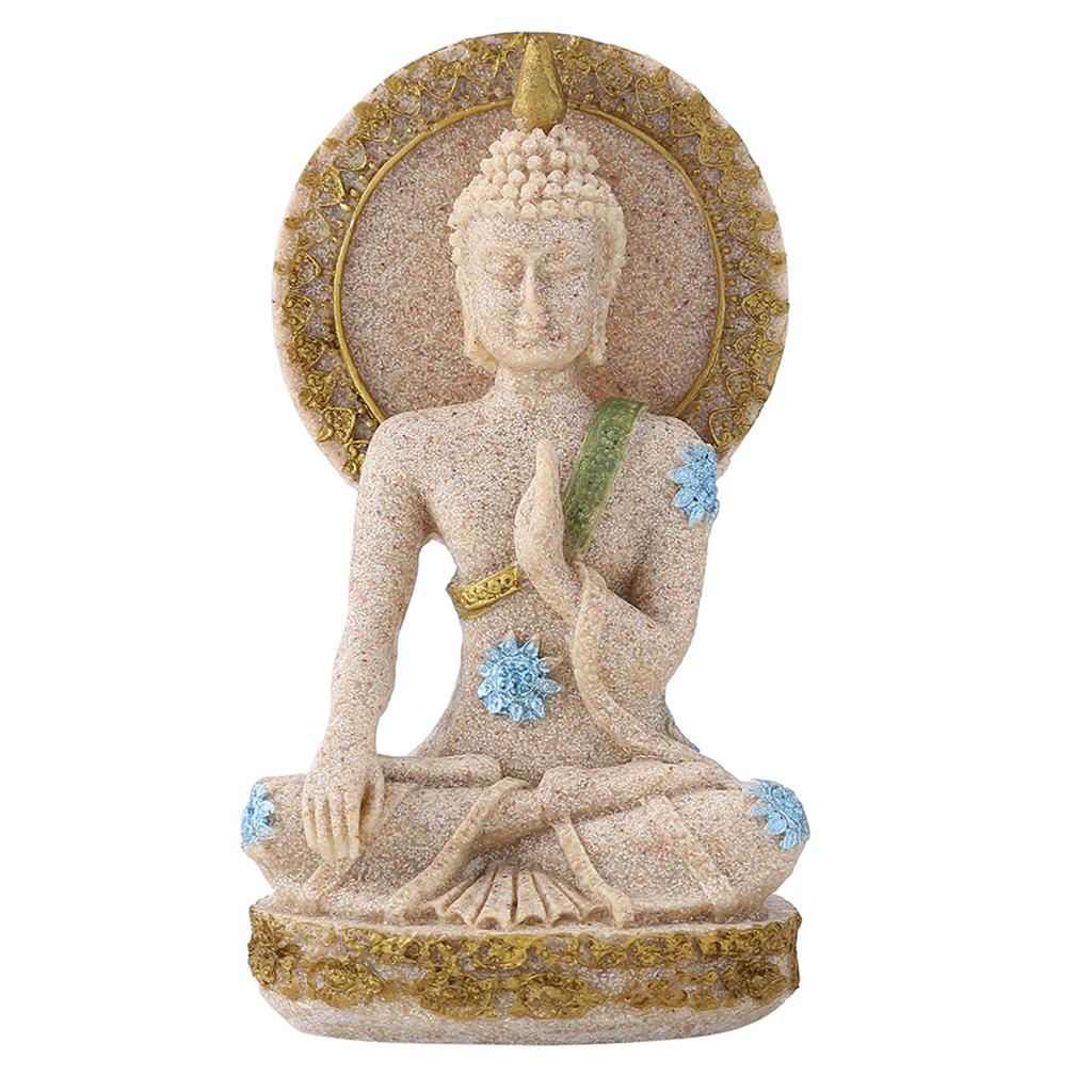 Hand Carved Sandstone Buddha Statue Home Decor with Exquisite Lifelike Details for Meditation Fengshui