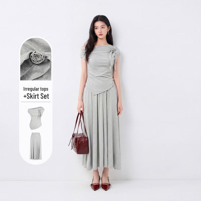 FivePlus Elegant Drape Collar Two-Piece Set L