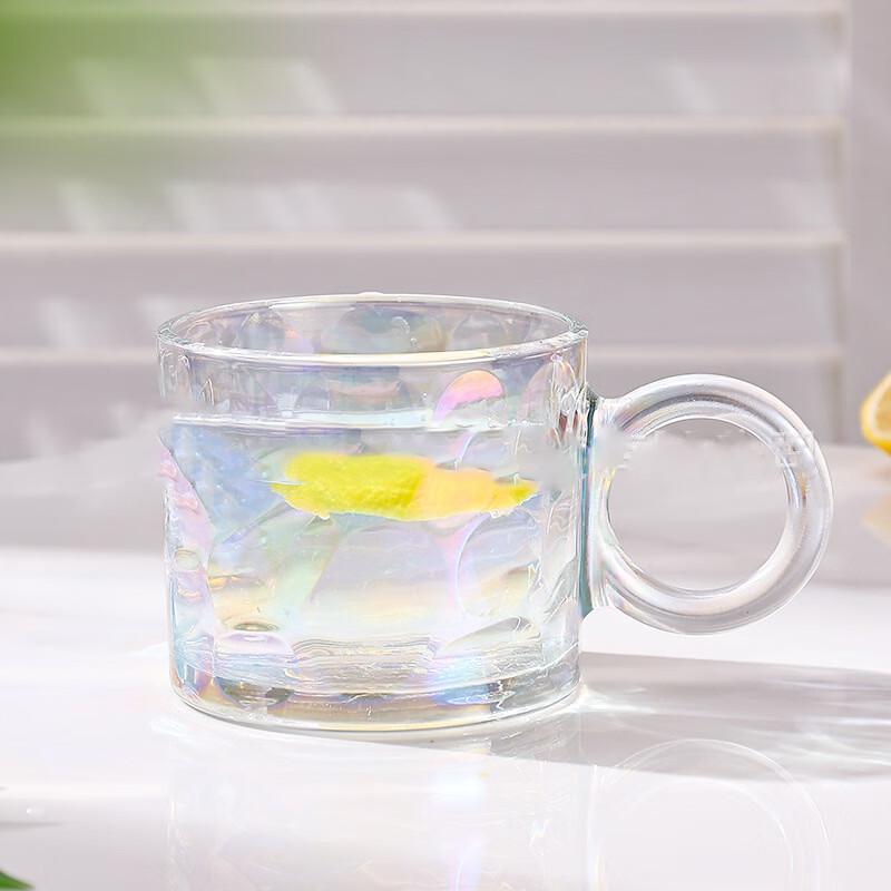 YOLCO Aesthetic Glacier Pattern Glass Mugs, Set of 5