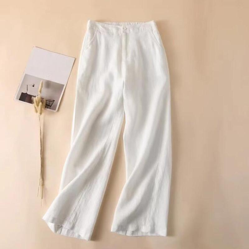 

Женские повседневные прямые льняные брюки с высокой талией