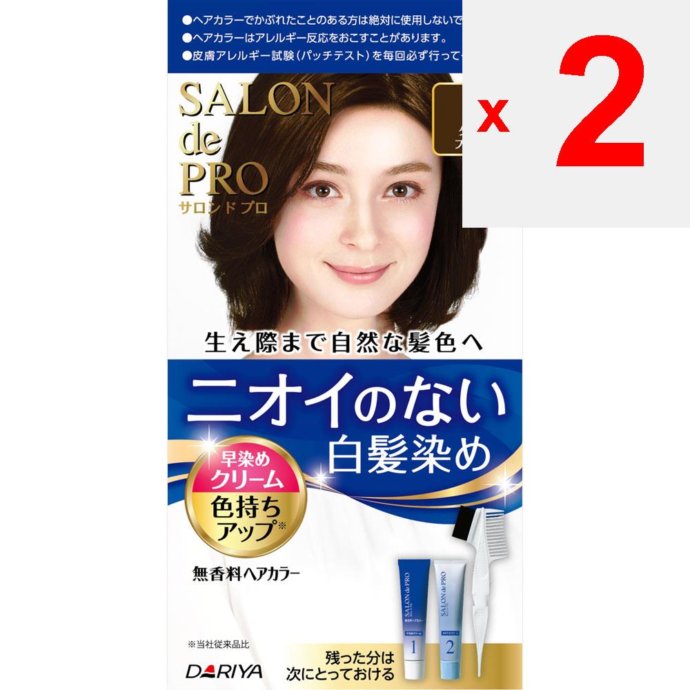 Dariya Salon De Pro Fragrance-Free Hair Color Fast Dyeing Cream (for Gray Hair) 6 Dark Brown 40g+40g (Quasi-drug) Graying Hair Cream Colorant for Gray