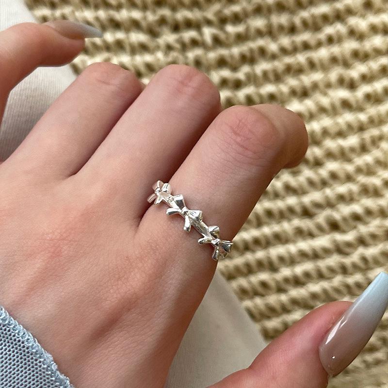 Women s Adjustable Romantic Bow Ring - Geometric, Fashionable, Trendy, Open for Index Finger Open Adjustable