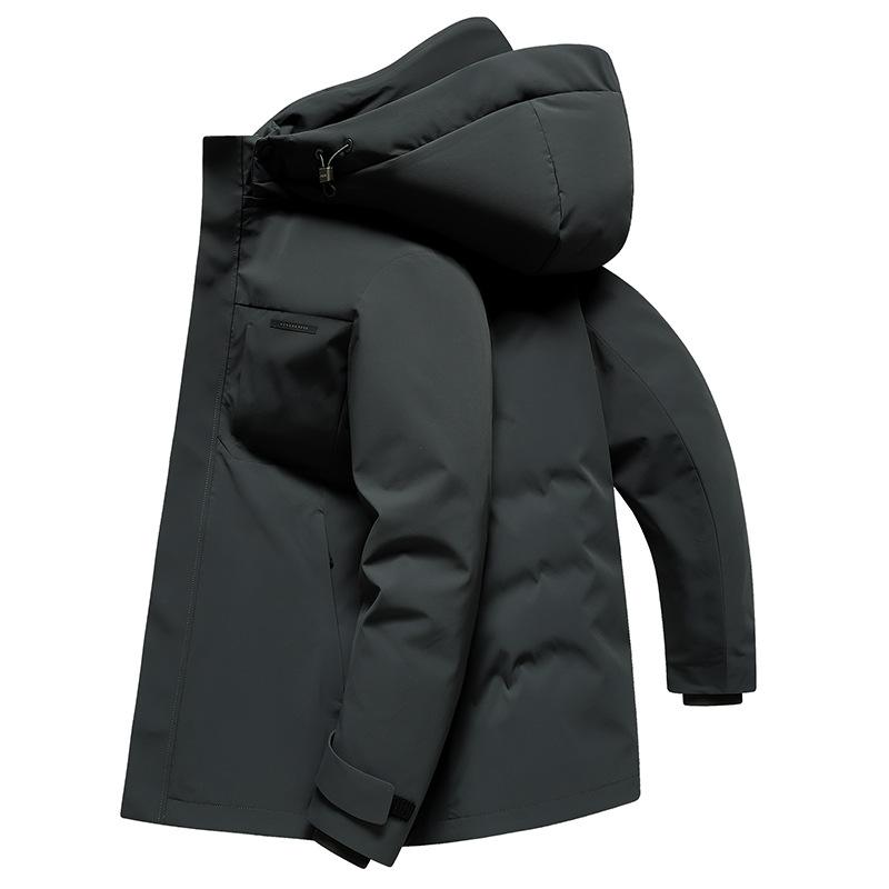Autumn and Winter New White Duck Down Mid-length Hooded Down Jacket Men's Outdoor Warm Casual Down Jacket Jacket for Men