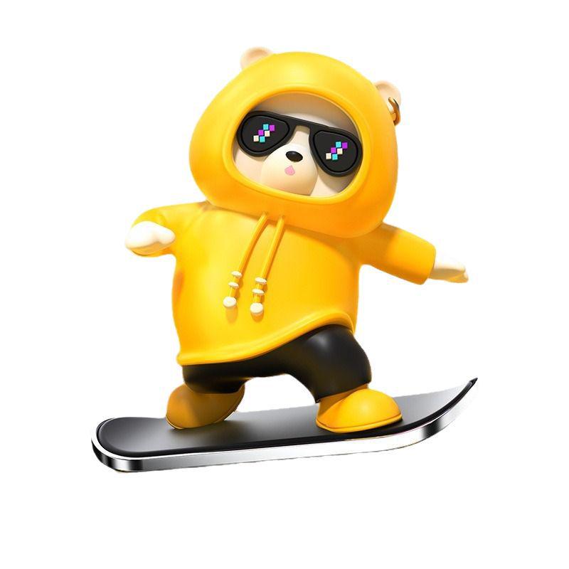 Hot-Selling Car Skateboard Bear Ornament – Creative DIY Wiggle Bear Cartoon Decoration