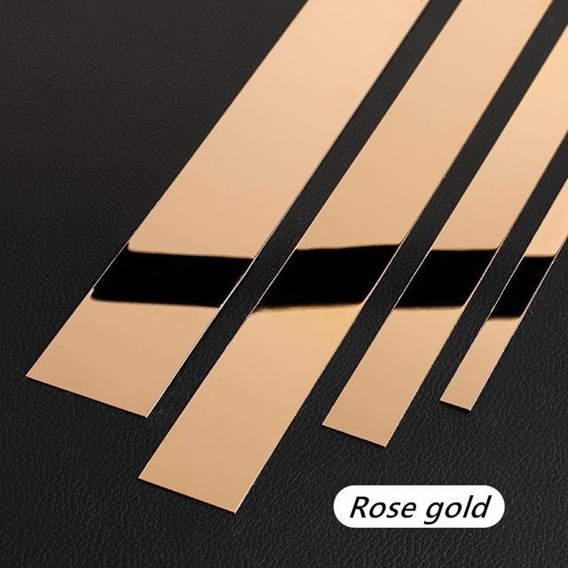 Neue 1 Rolle Gold Wandaufkleber Edelstahl Flache Dekorationslinien Titan Spiegel Wand Deckenkantenleiste Wohnzimmer Dekor