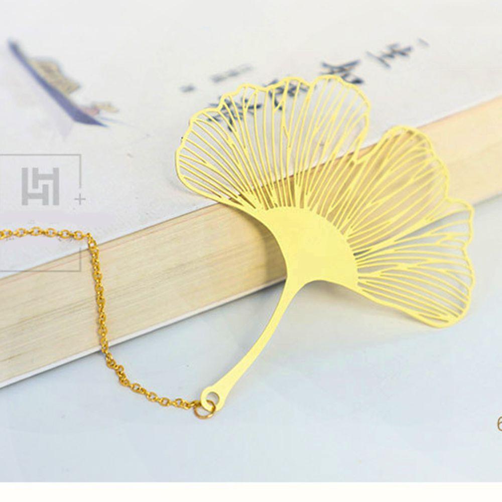 New Rose Gold Apricot Leaf Metal Bookmark Tassel Chinese Style