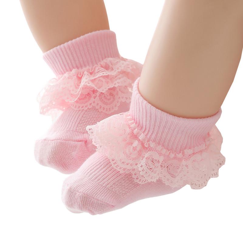 RUEWEY Baby Socks Items Accessories Newborn Girl Clothes Eyelet Frilly Lace Baptism Baby Socks Clothing for Kids Girls