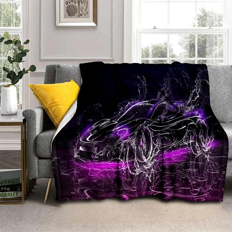 Coperta Cartone Animato Auto Sportiva Futura 3D HD Concept Car, Coperta Morbida da Divano per Casa Camera da Letto Letto Divano Picnic Viaggio Coperta per Bambino