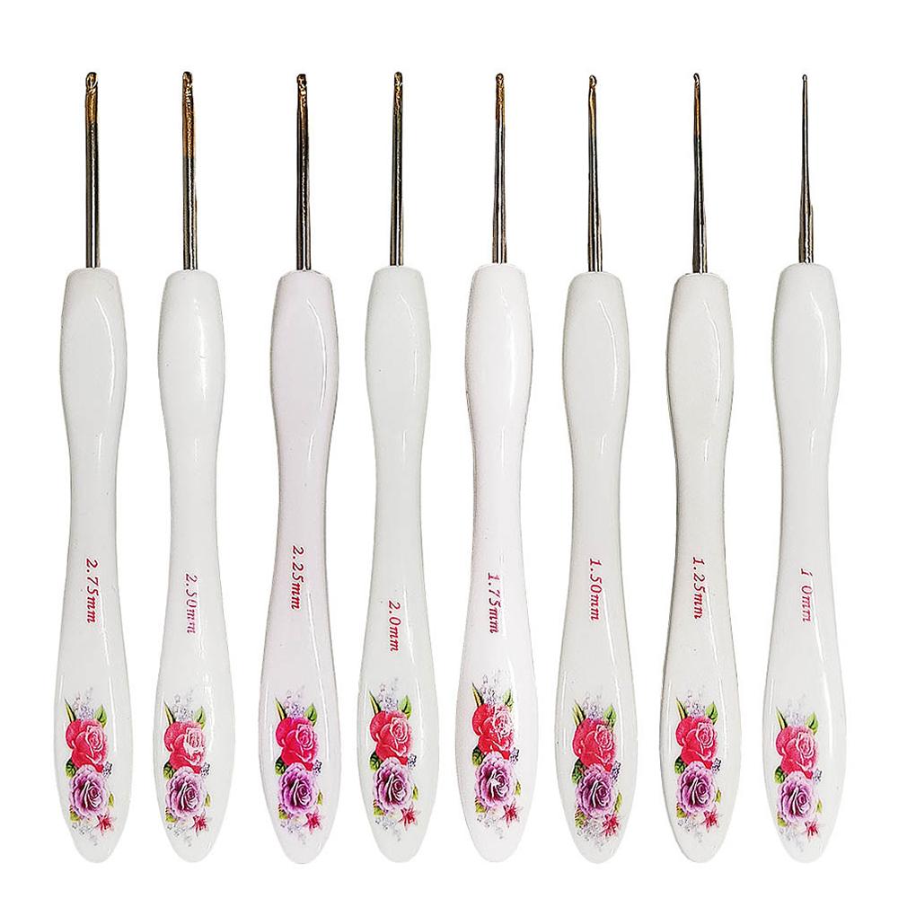8 Pieces Crochet Hooks Set DIY Braid Craft Single-head Sewing Supplies Household Accessory Printing Weaving Tools for Bag Use