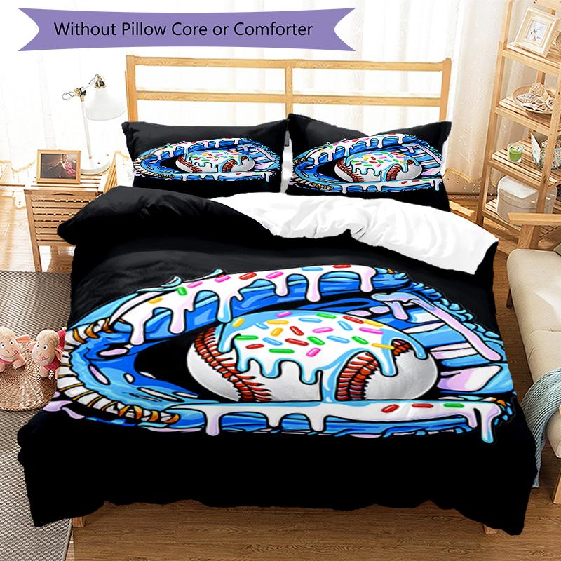 3pcs Baseball Bedding Set Duvet Cover Closure Includes 1 Duvet Cover & 2 Pillowcases, Soft and Comfortable for All Seasons.