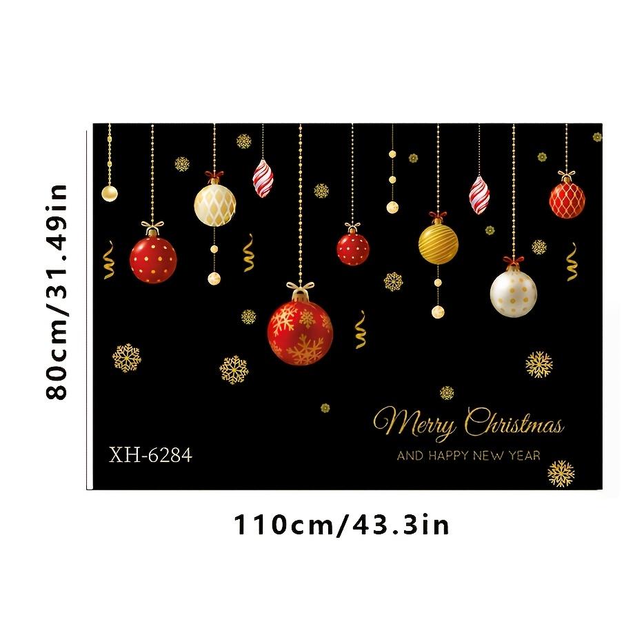 Christmas Ball Pattern Window Stickers, Removable Waterproof PVC Holiday Decals for Home Store Living Room Bar Door Decoration